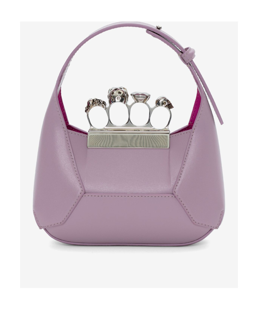 Alexander Mcqueen Skull Jeweled Mini Chain Hobo Bag In Pink