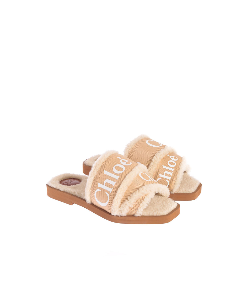 CHLOÉ CHLOE WOODY FLT SNDL LGO STRPS TNL SHRLN