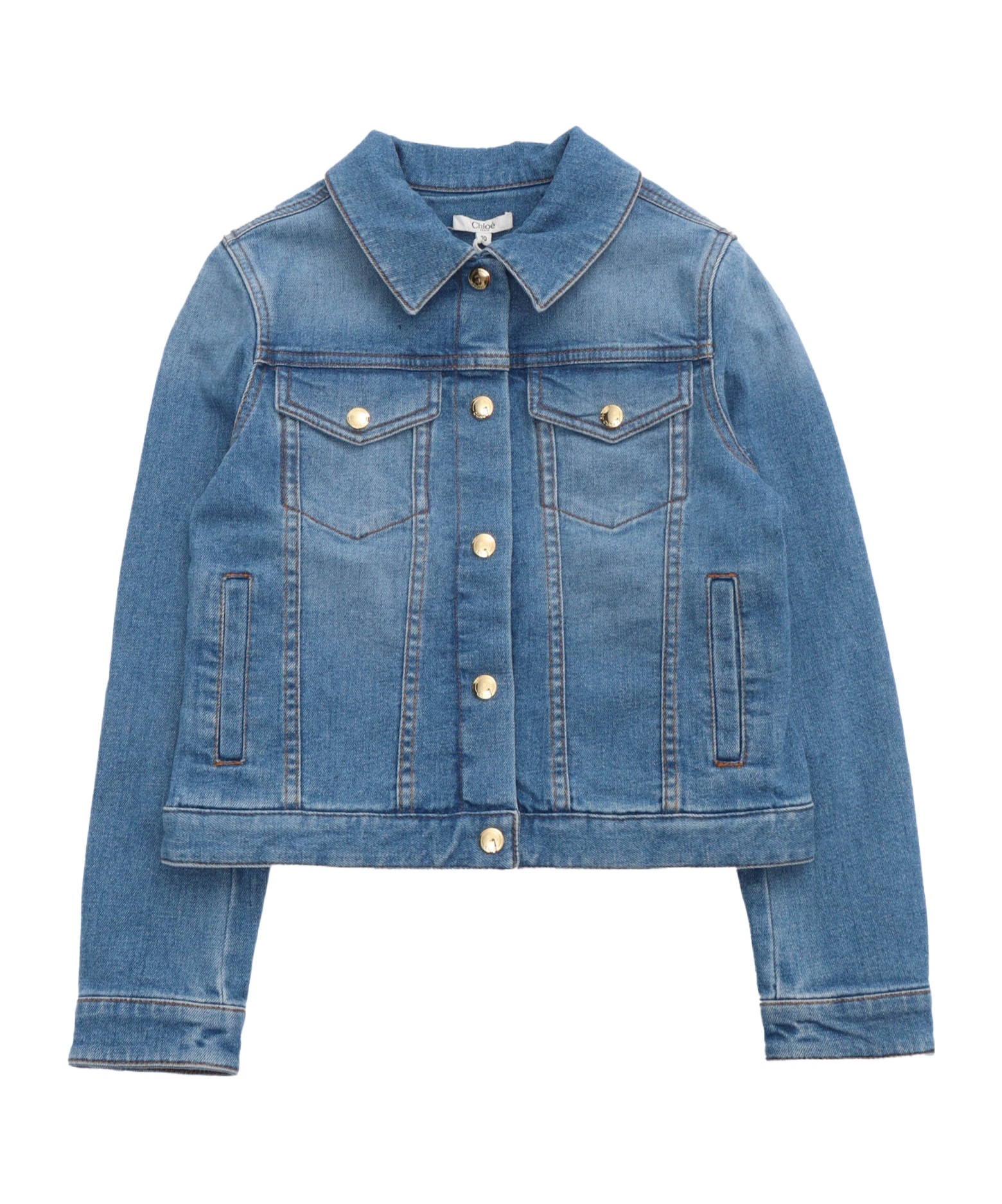 Chloé Long-sleeved Denim Coat In Blue