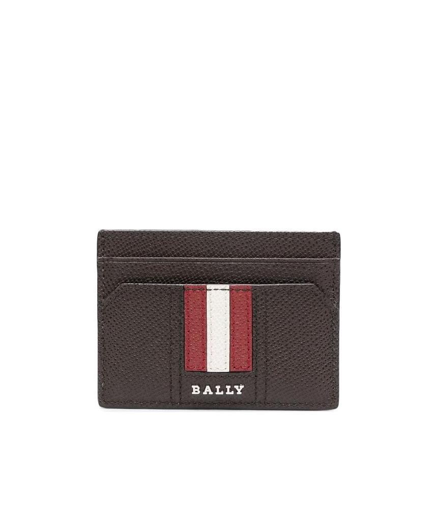 Bally Classic Striped Card Bag In Black