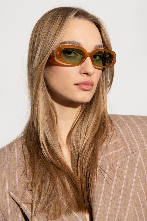 Linda Farrow X Rowen Rose Cara Oval Framed Sunglasses In White