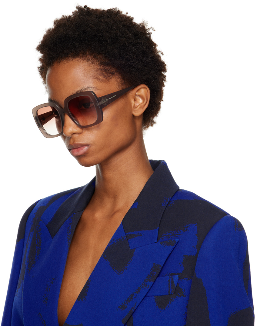 Alexander Mcqueen Eyewear Square Oversized Frame Sunglasses In Brown