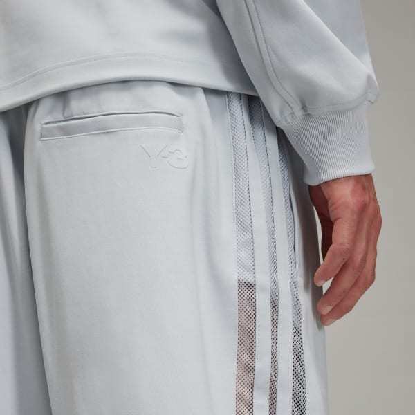 Y-3 Mesh Stripes Track Pants In Transparent Gray