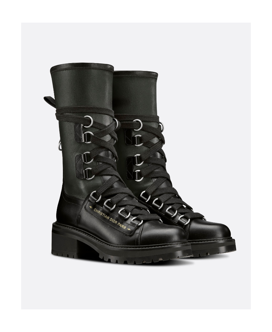 Dior D-fight Lace Up Boots In Black