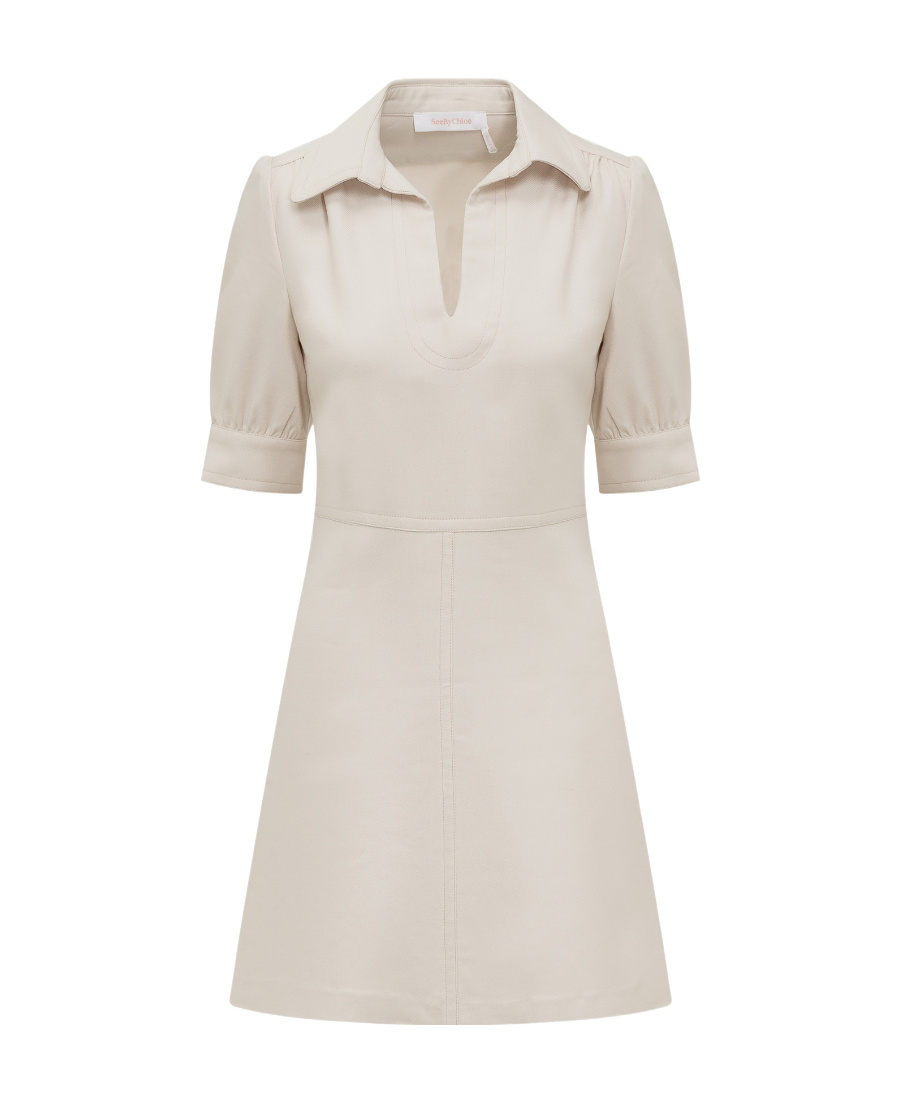 See By Chloé V-neck Minidress In Nude