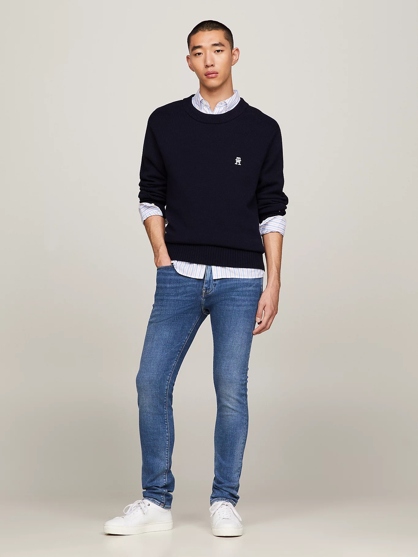 Tommy Hilfiger Bleecker Mid-rise Slim-fit Jeans In Blue