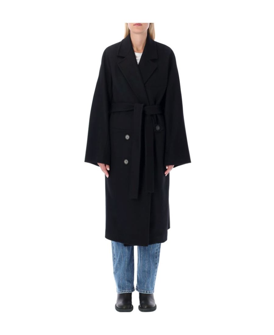Stella Mccartney Double-breasted Belted Mid-length Coat In Black