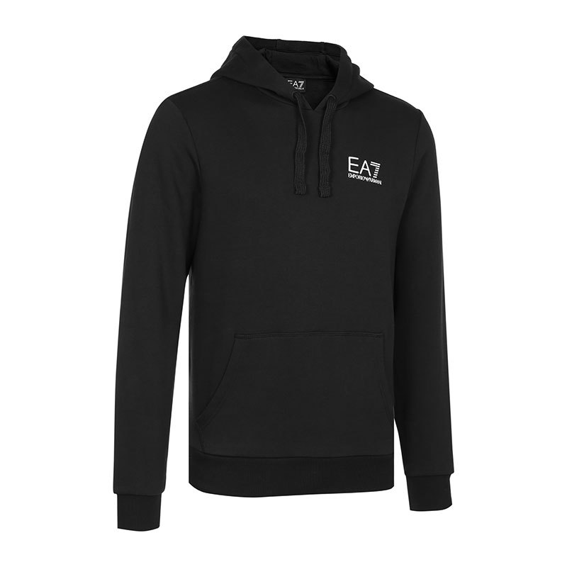 Ea7 Logo Hooded Sweater In Black