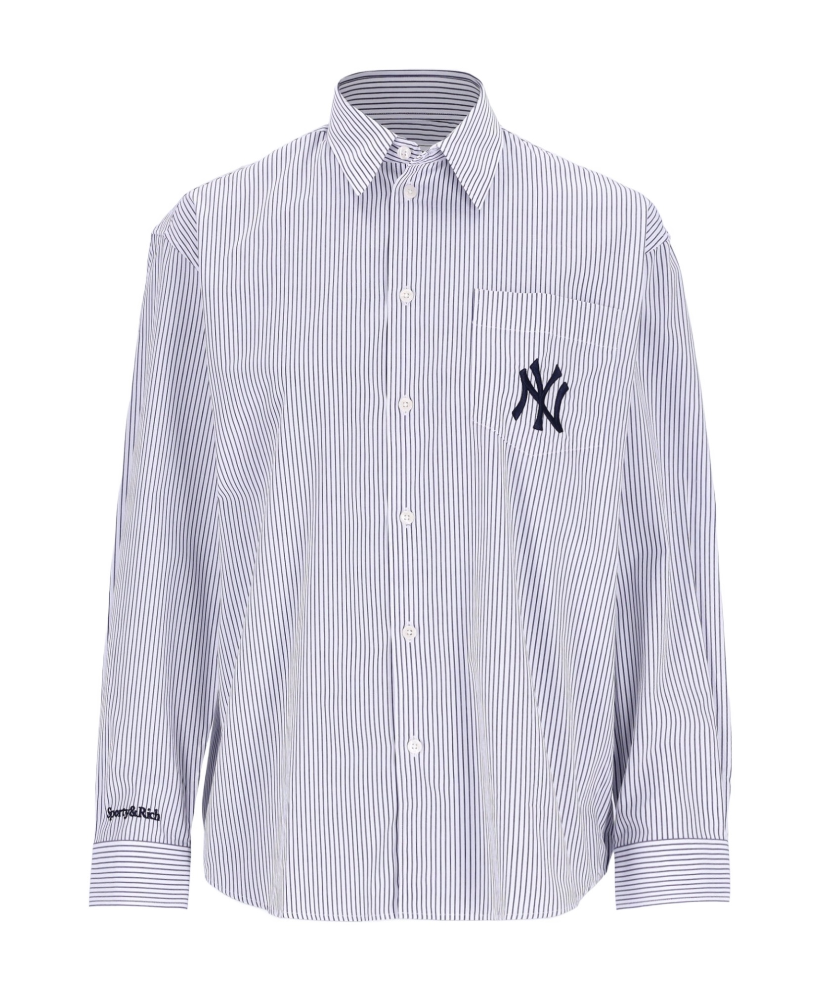 Sporty And Rich Oversized Striped Shirt Chest Pocket In Blue