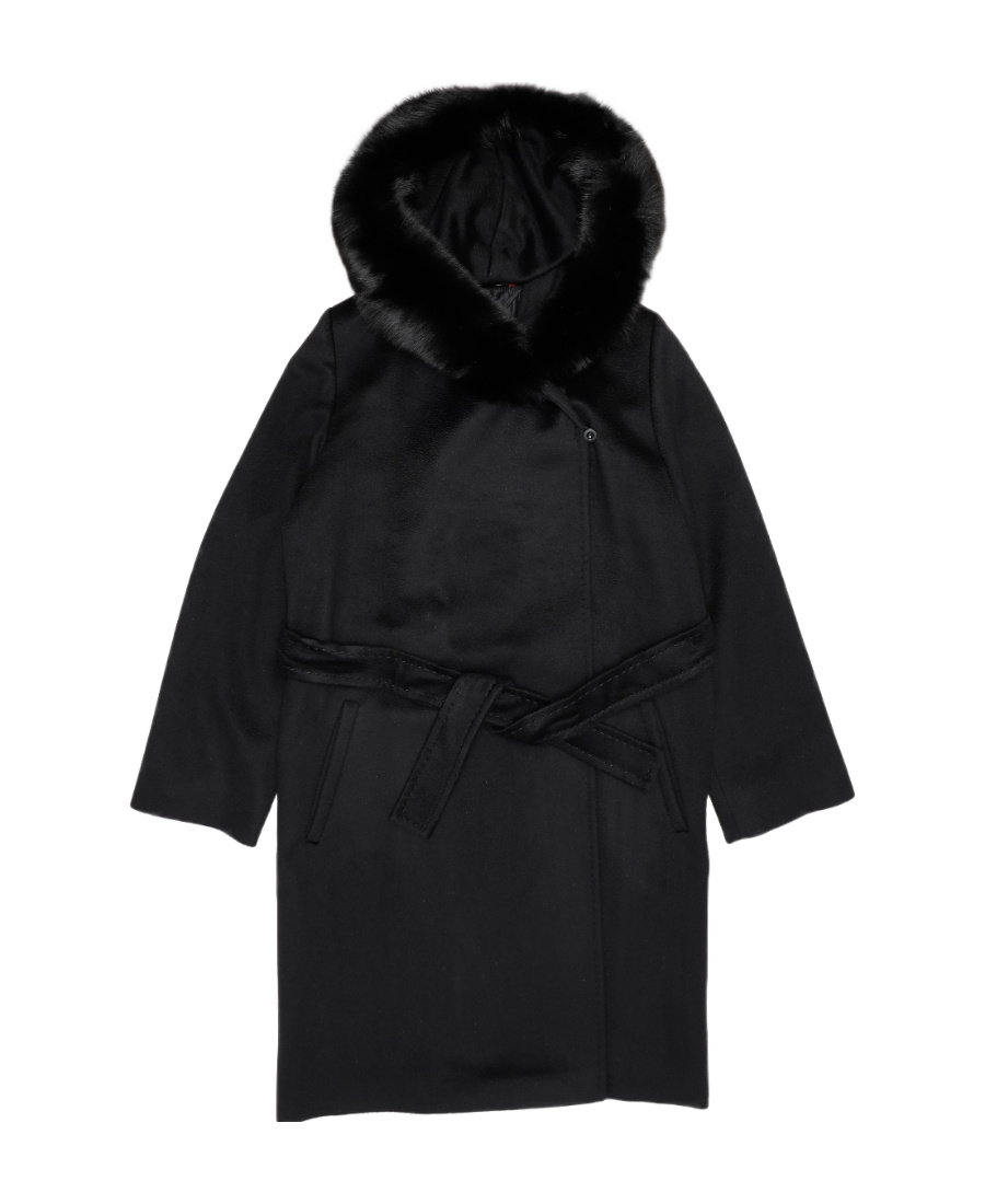 Max Mara Lace-up Coat In Black