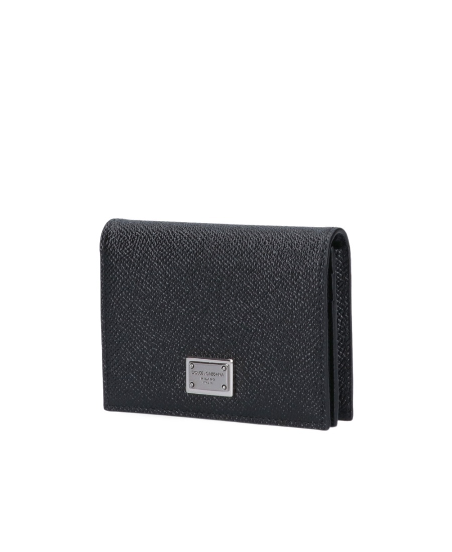 Dolce & Gabbana Black Textured Calf Leather Bi-fold Wallet In Black