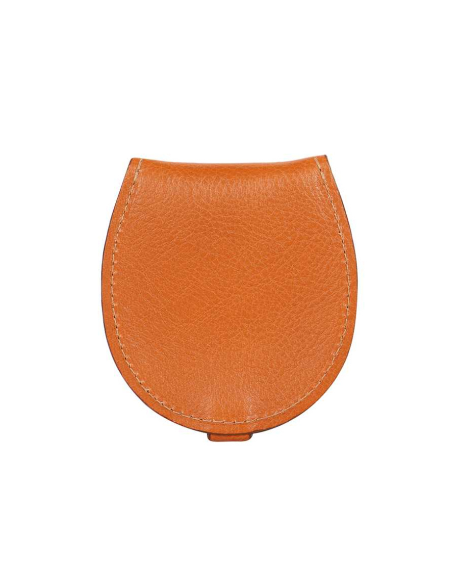 Il Bisonte Leather Coin Wallet In Orange