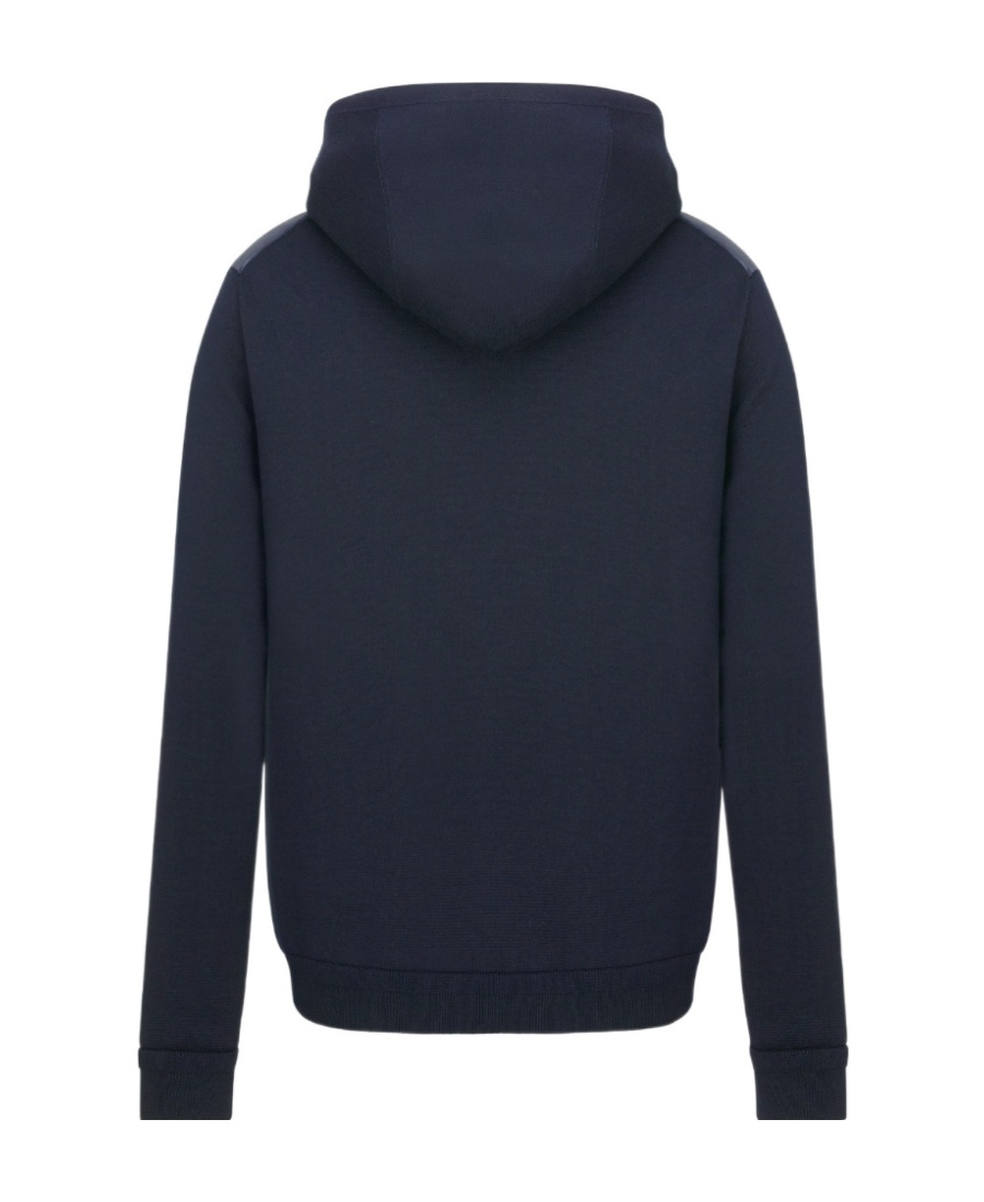 Dior Icons Zipper Hooded Wool Sweater In Blue