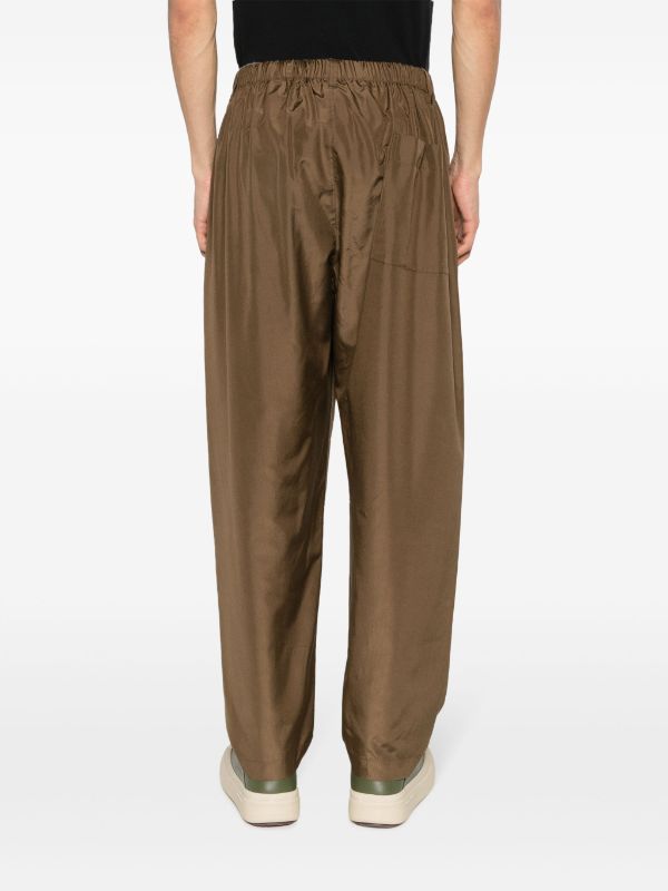 Shop Lemaire Wide-leg Silk Trousers In Green