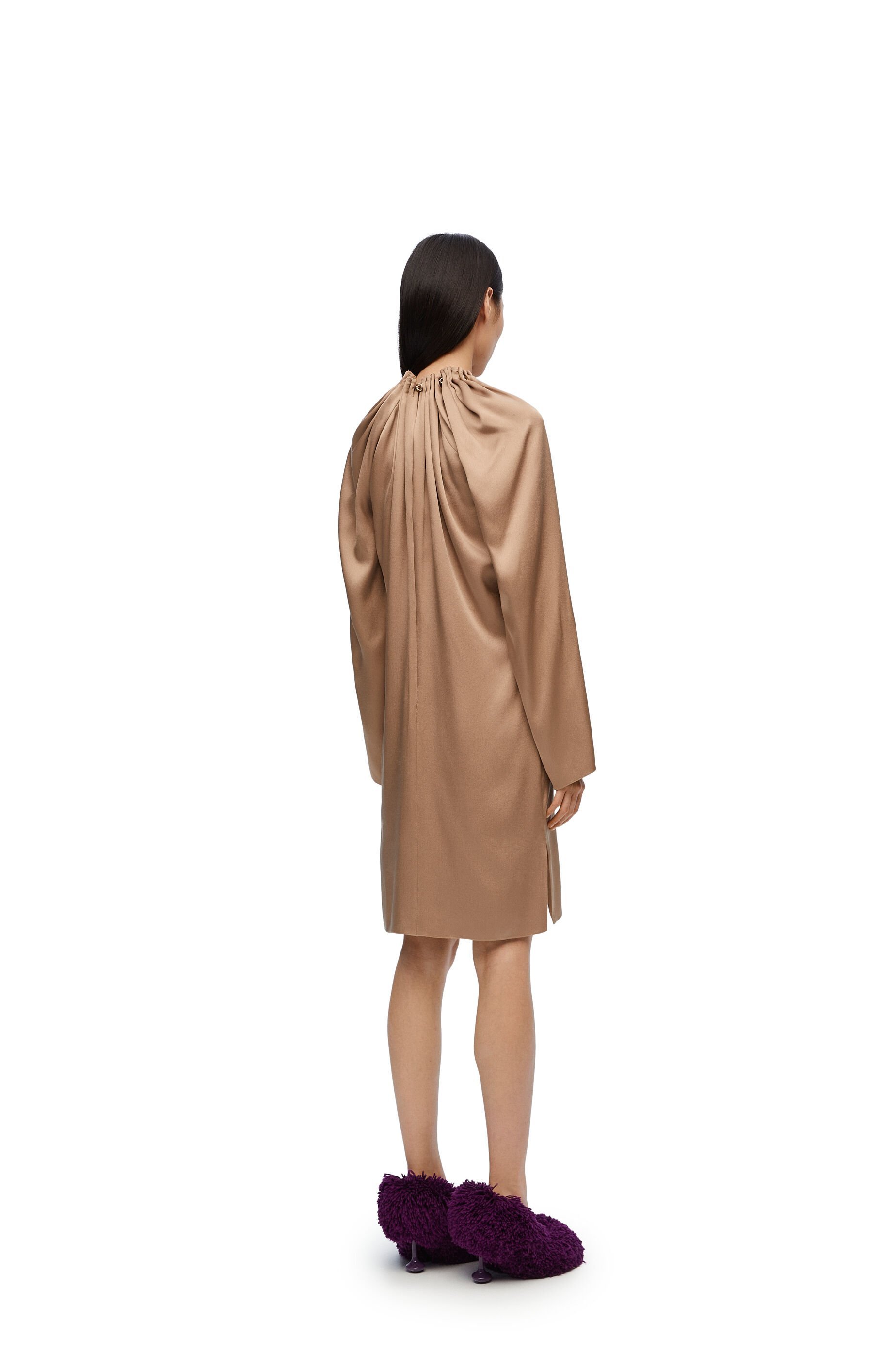Loewe Chain-detail Silk Mini Dress In Brown