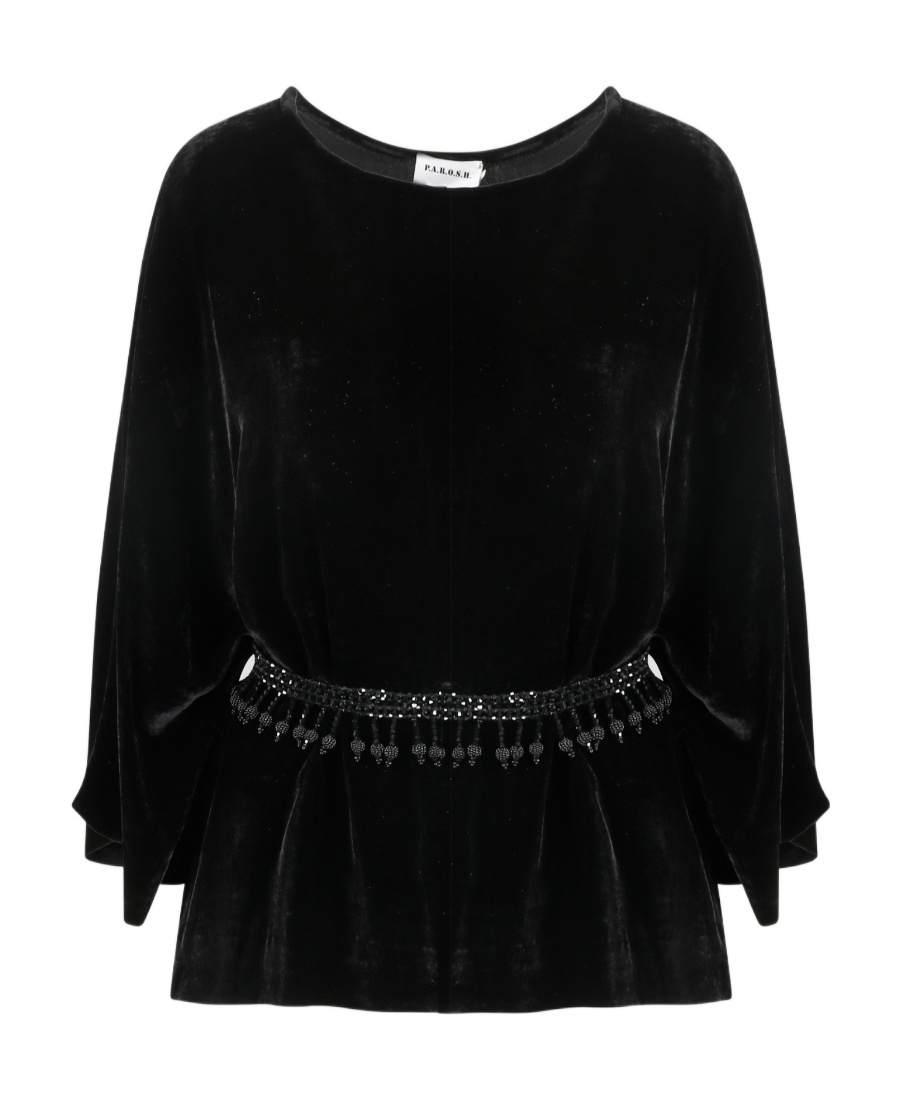 P.A.R.O.S.H BELTED ROUND-NECK BLOUSE 