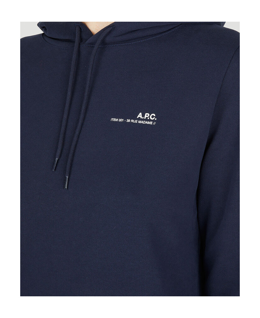 Apc Logo-print Cotton Hoodie In Black