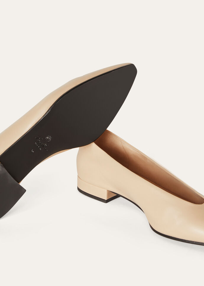 Loro Piana Rebecca Calfskin Ballerina Flats In Nude