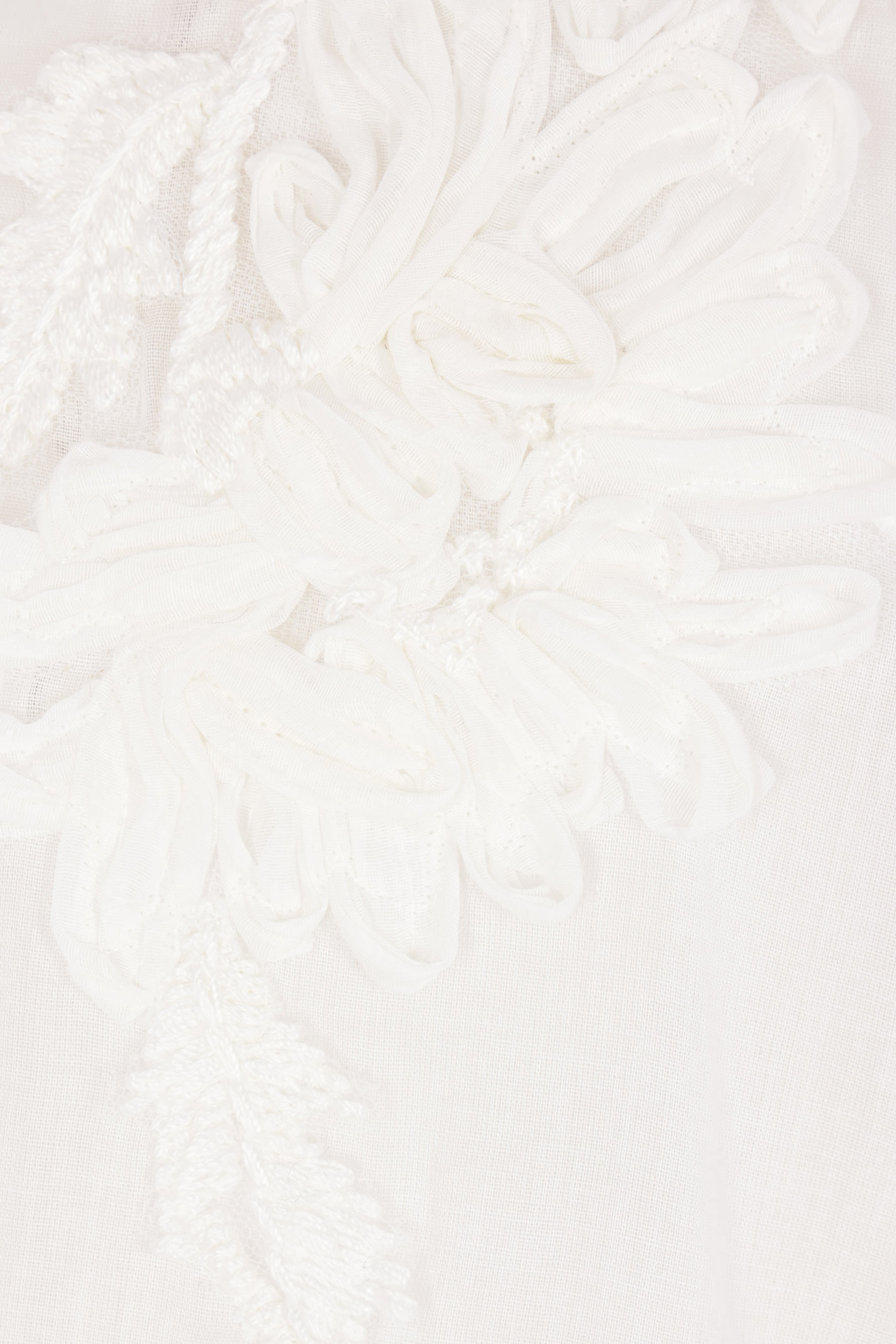 Ermanno Scervino Handmade Ribbon Floral Embroidery Oversized Muslin Shirt In White