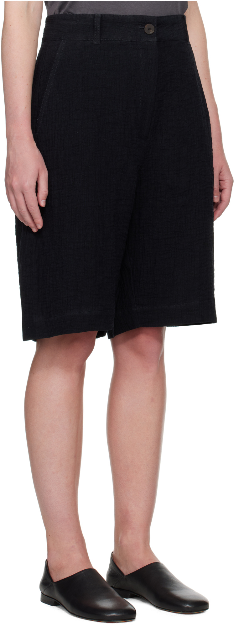 Studio Nicholson Navy Luna Linen Shorts