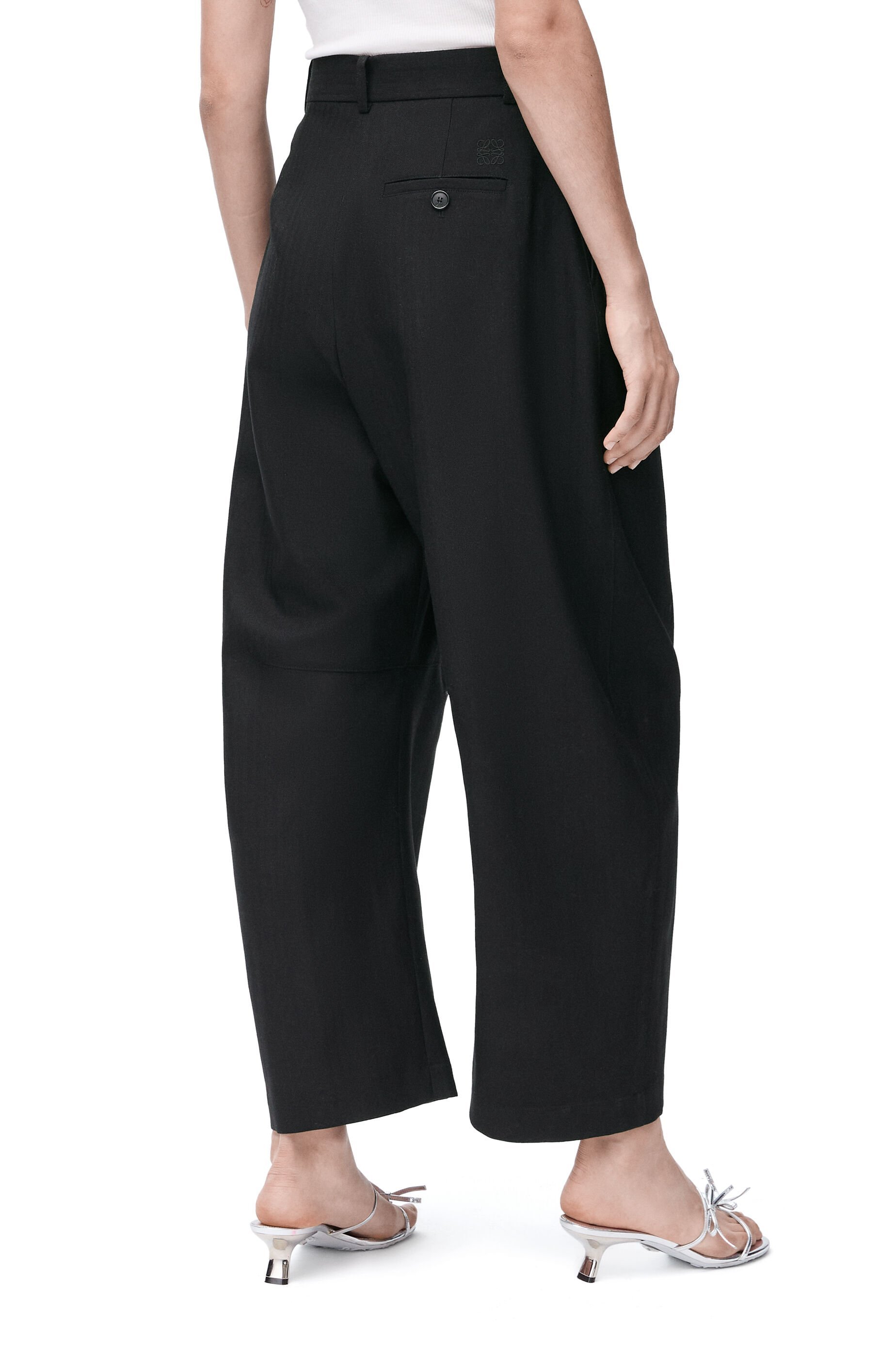 Shop Loewe Barrel Trousers In Wool In Black