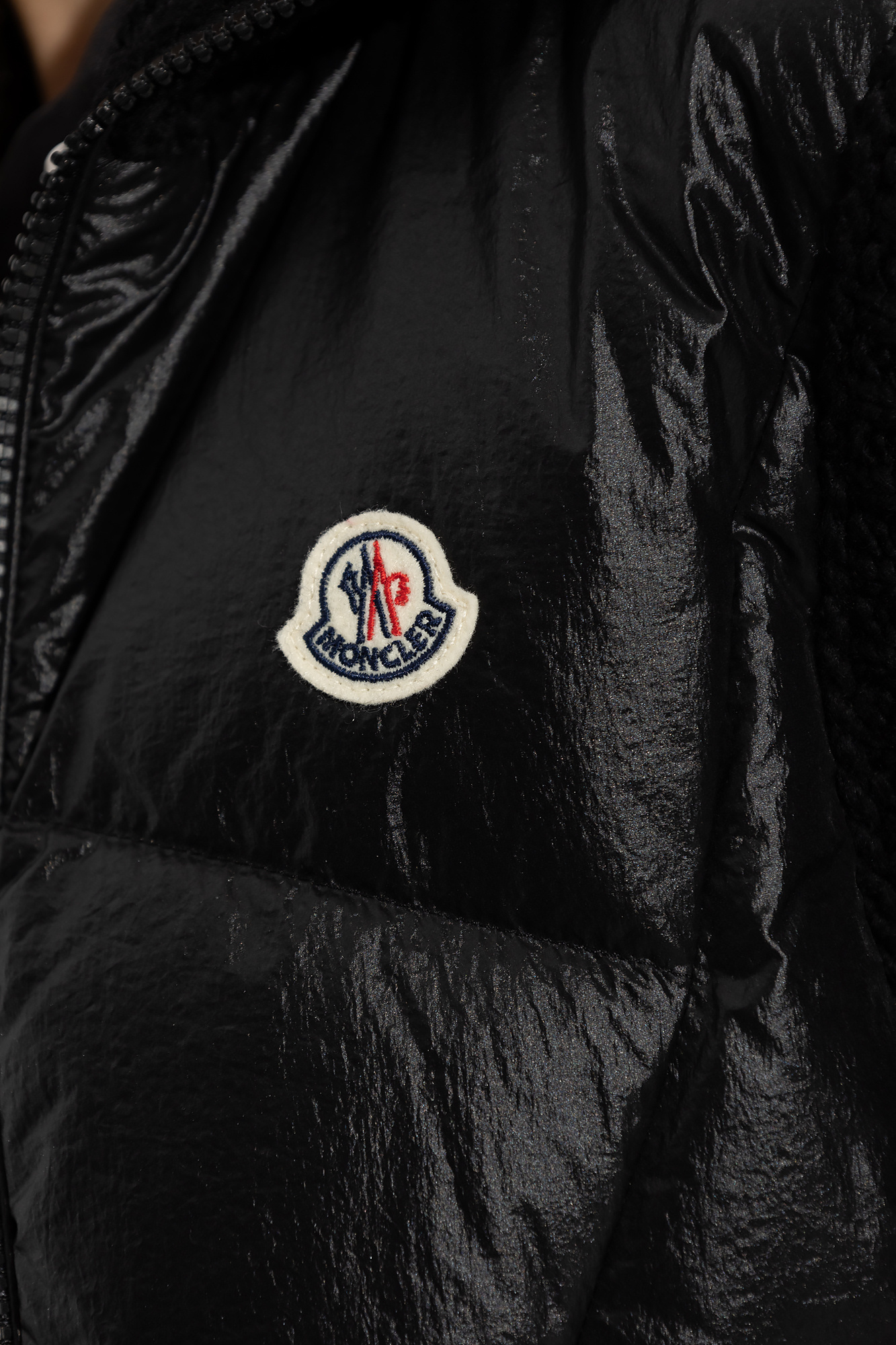 Moncler Logo-patch Quilted Knitted Gilet In Black