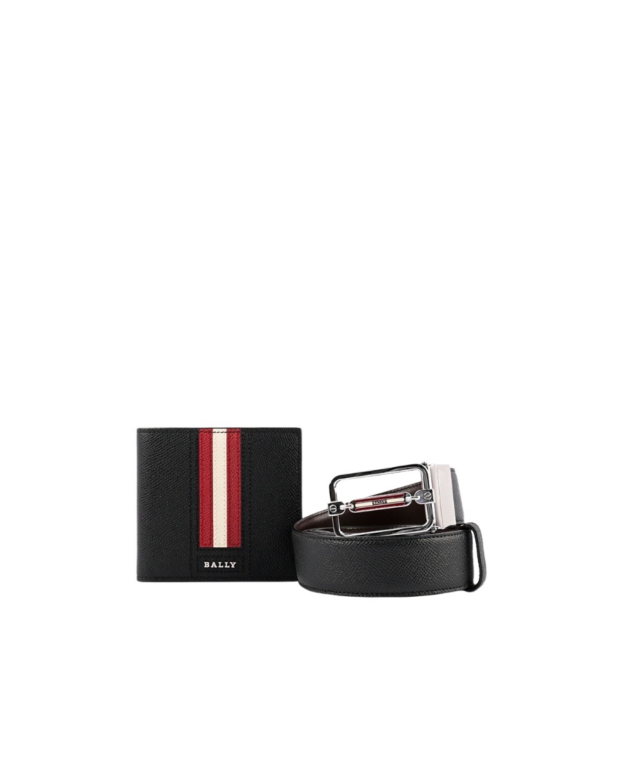 Bally Leather Belt And Wallet Gitftbox In Black