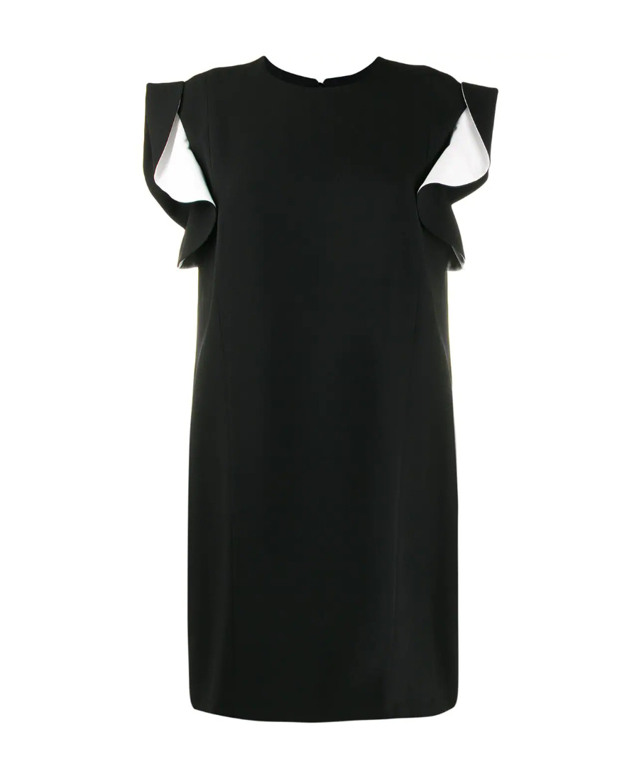 Givenchy Ruffled Short-sleeve Crepe Dress In Black