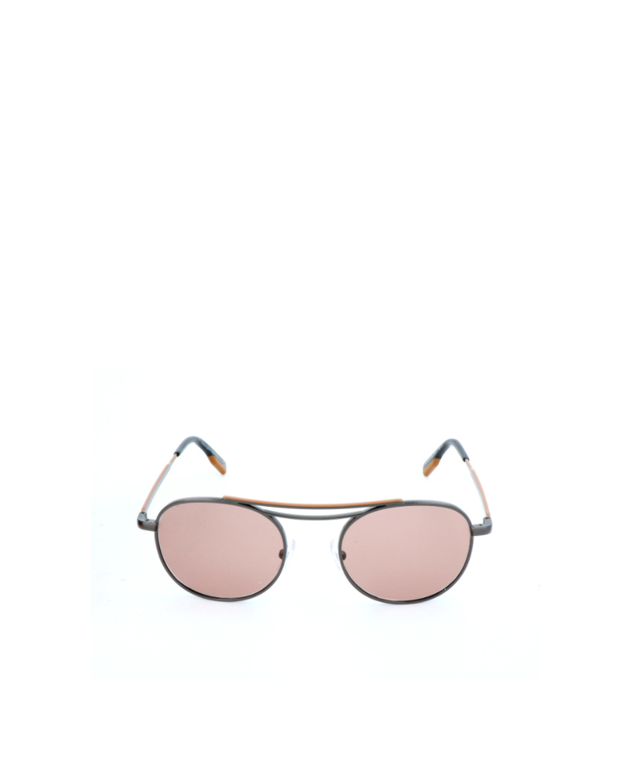 Zegna Thin Mirror Leg Round Frame Sunglasses In Nude