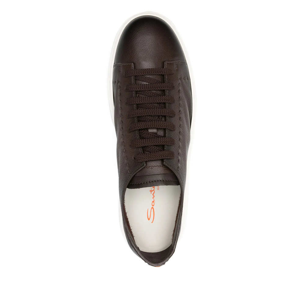 Santoni Round-toe Lace-up Sneakers In Brown