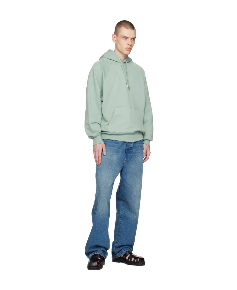 Ami Alexandre Mattiussi Ami De C Ur Hooded Sweater In Green