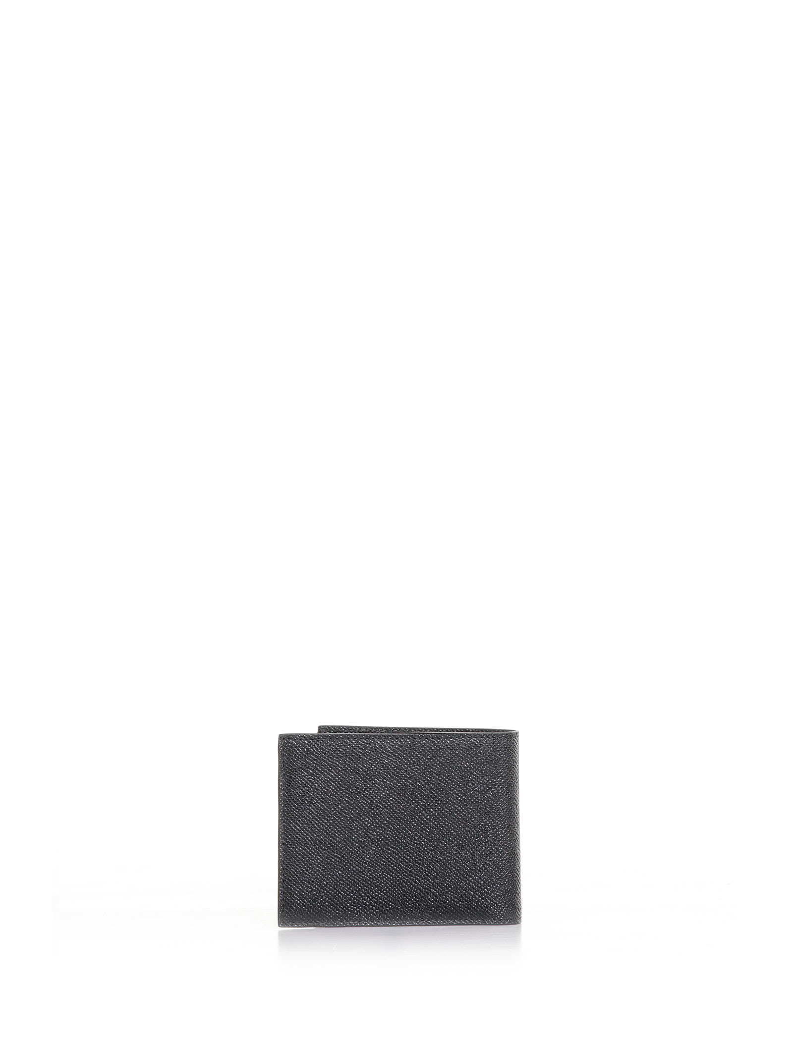 Dolce & Gabbana Black Calf Leather Logo Plaque Trifold Keyring Key Holder In Black