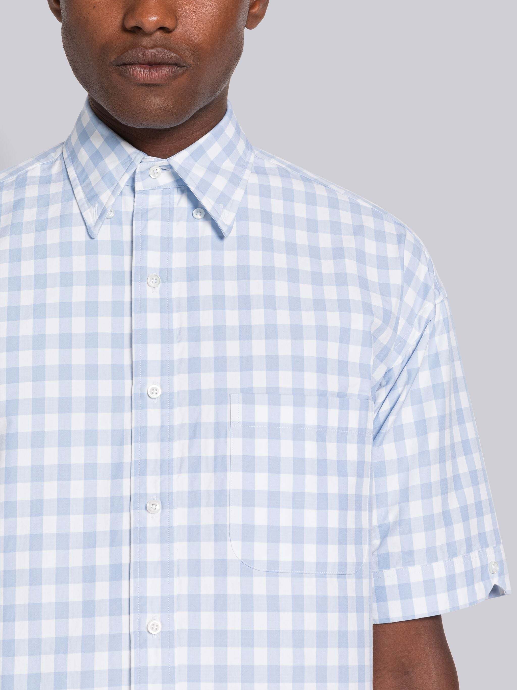 THOM BROWNE GINGHAM POPLIN SHORT-SLEEVE SHIRT