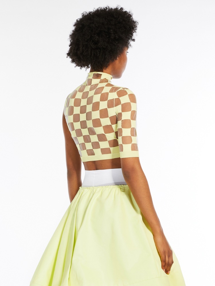 Sportmax Check-pattern Asymmetric Cropped Top In White