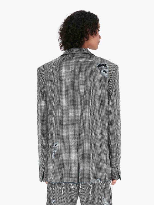 Jw Anderson Studded Distressed Blazer In Black