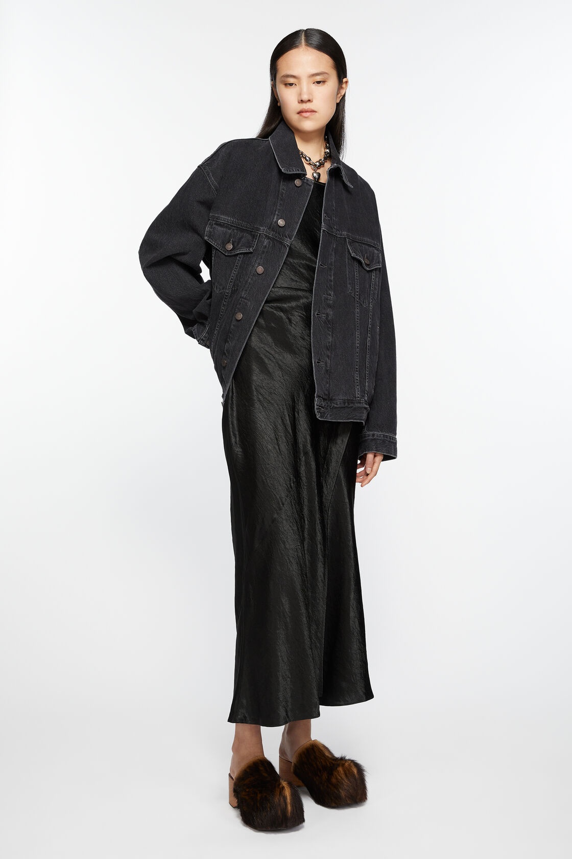 Acne Studios Drop-shoulder Denim Jacket In Black
