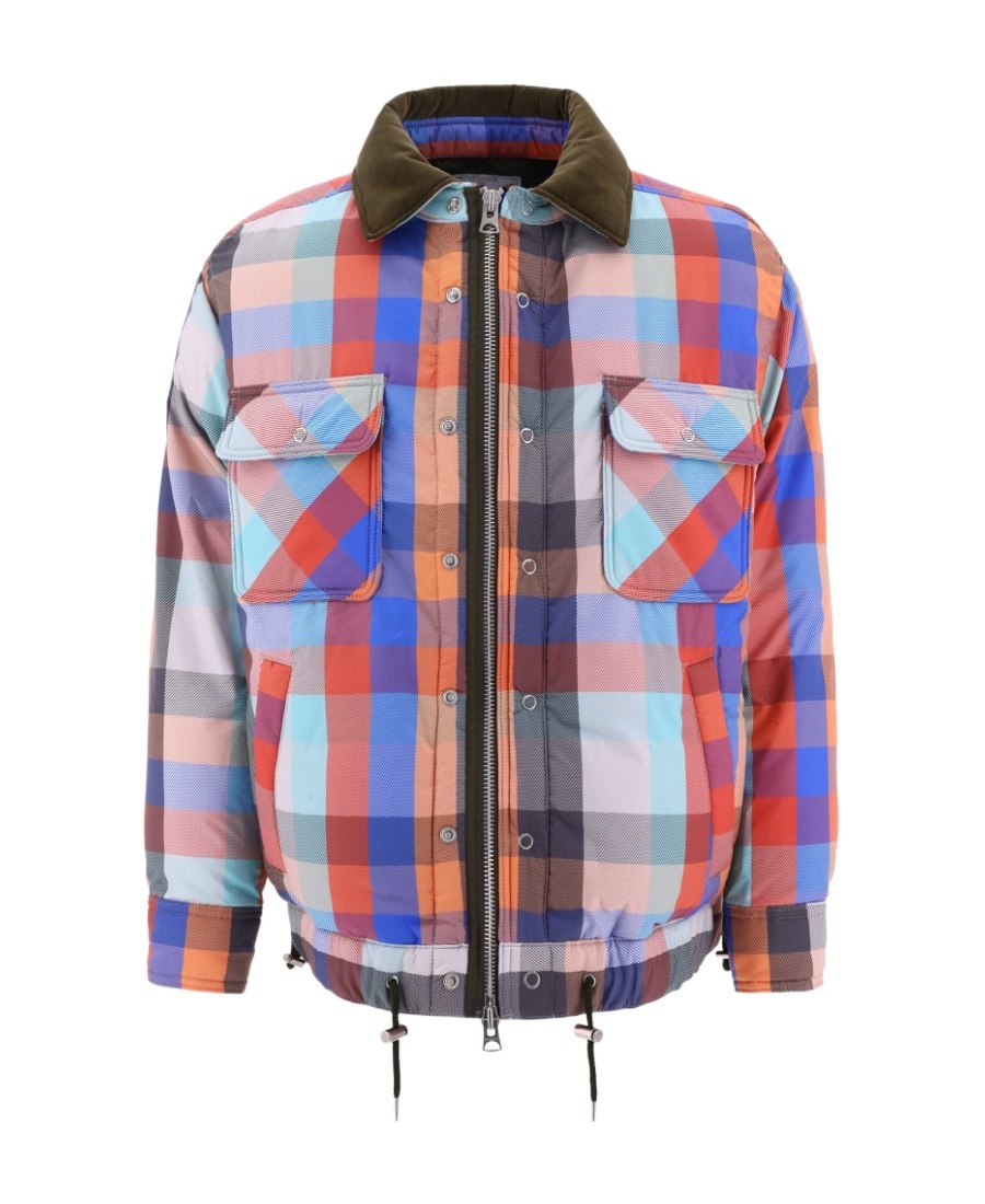 Sacai Check-pattern Zip-up Bomber Jacket In Multicolor