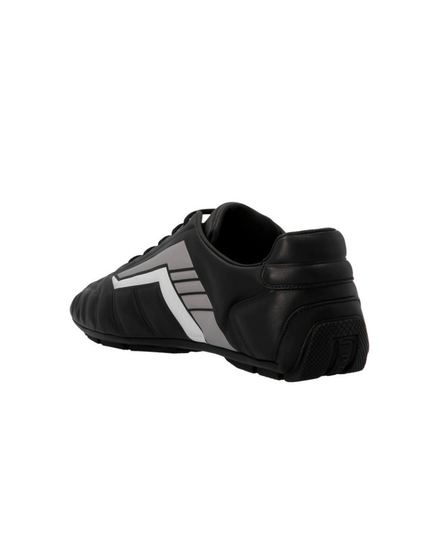Prada Stylish Sneakers With Metallic Accents And Rubber Sole In Black