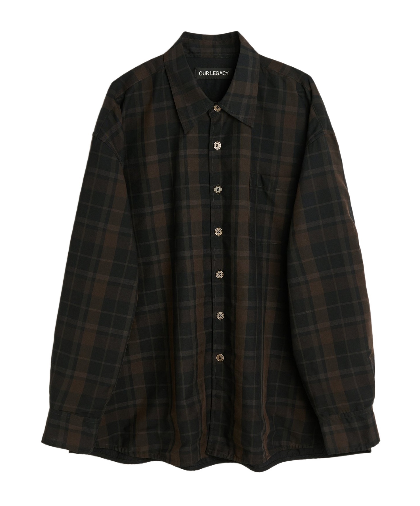 Our Legacy Borrowed Plaid Button-up Shirt In Black
