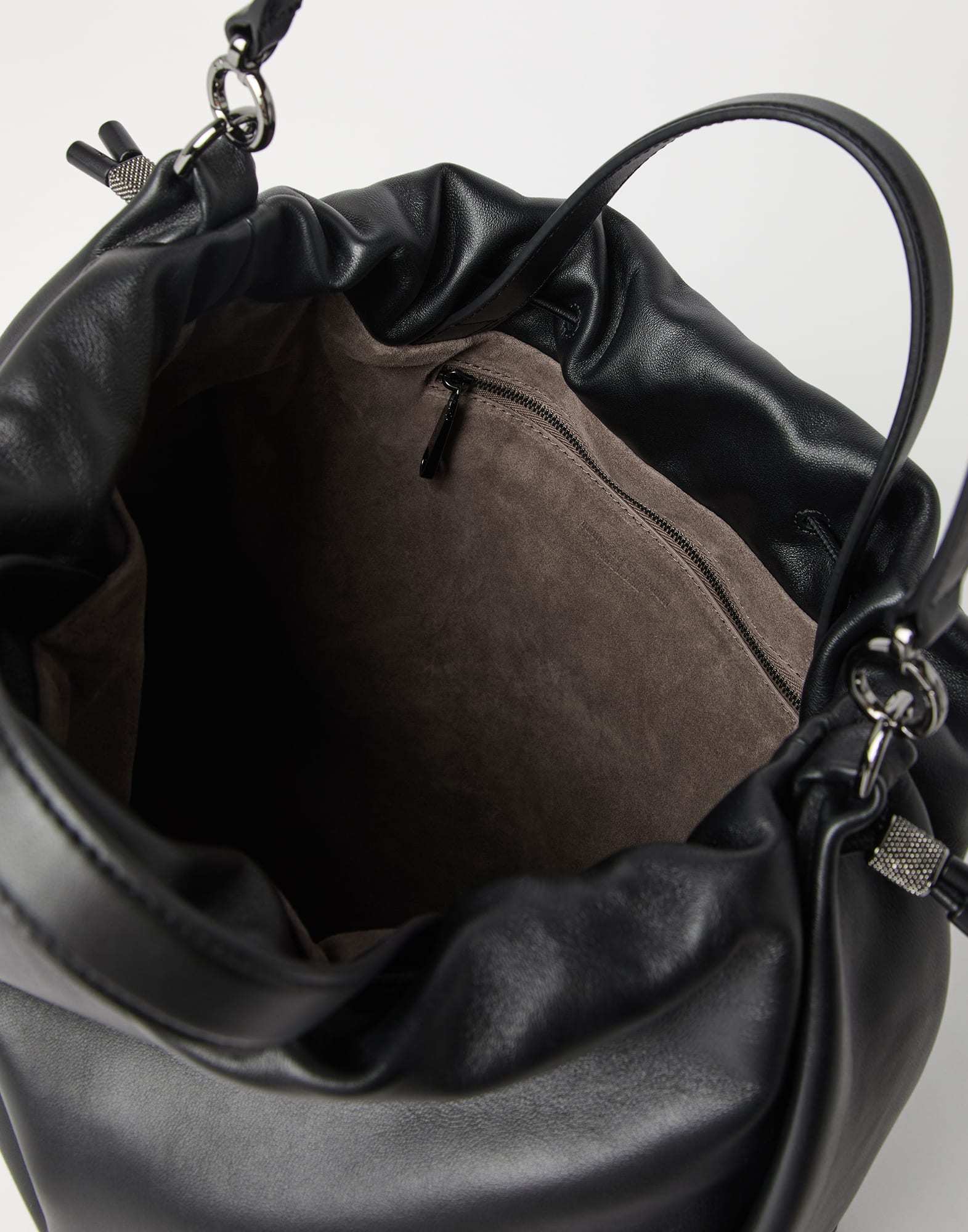 Brunello Cucinelli Monili Drawstring Tote Bag In Black