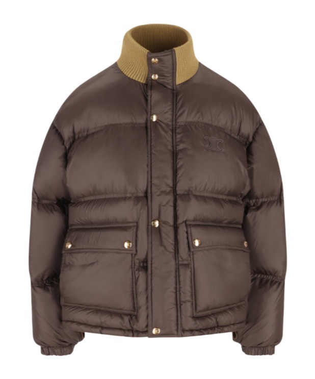 Celine Long-sleeved Down Jacket In Brown