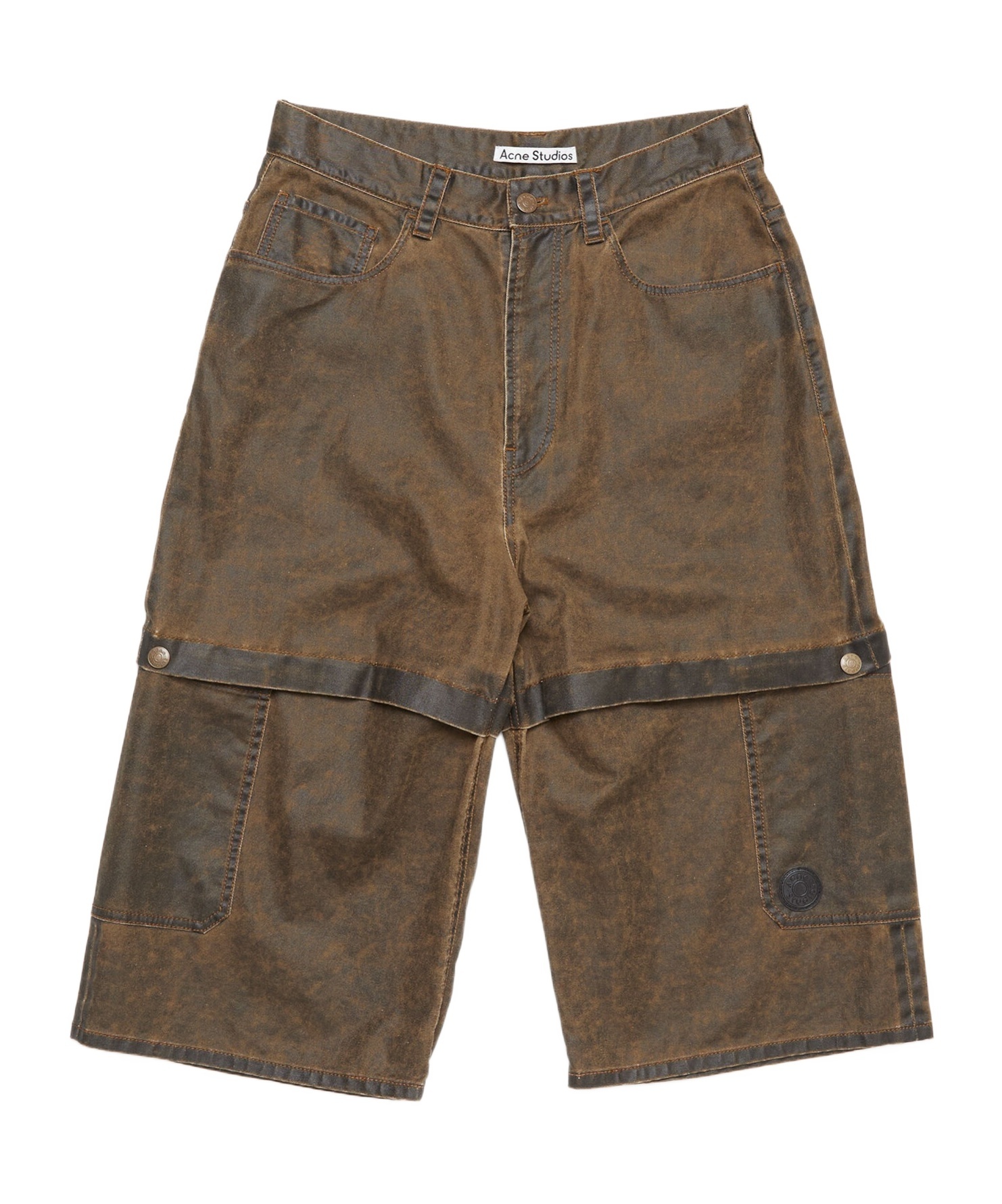 Acne Studios Shorts Coated Cotton In Brown