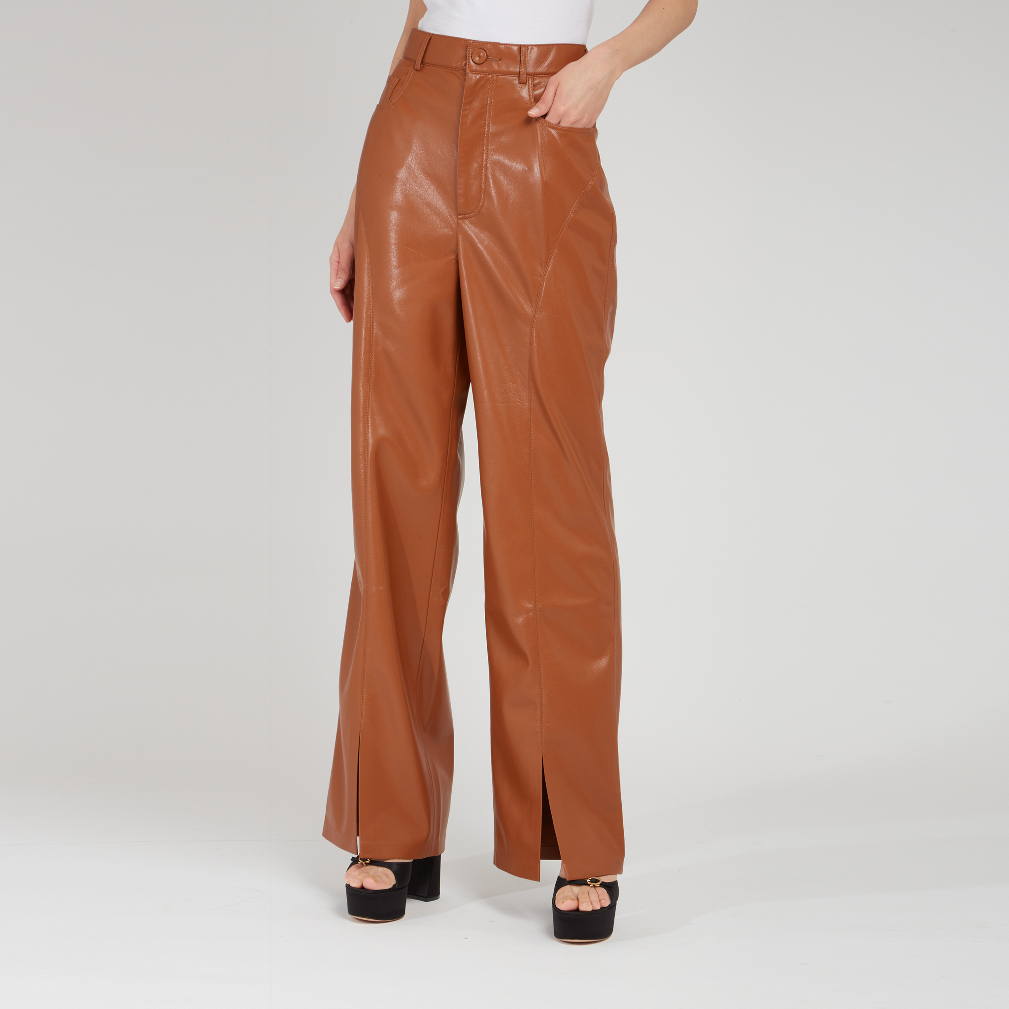 Nanushka Basha Okobor Wide-leg Pants In Brown
