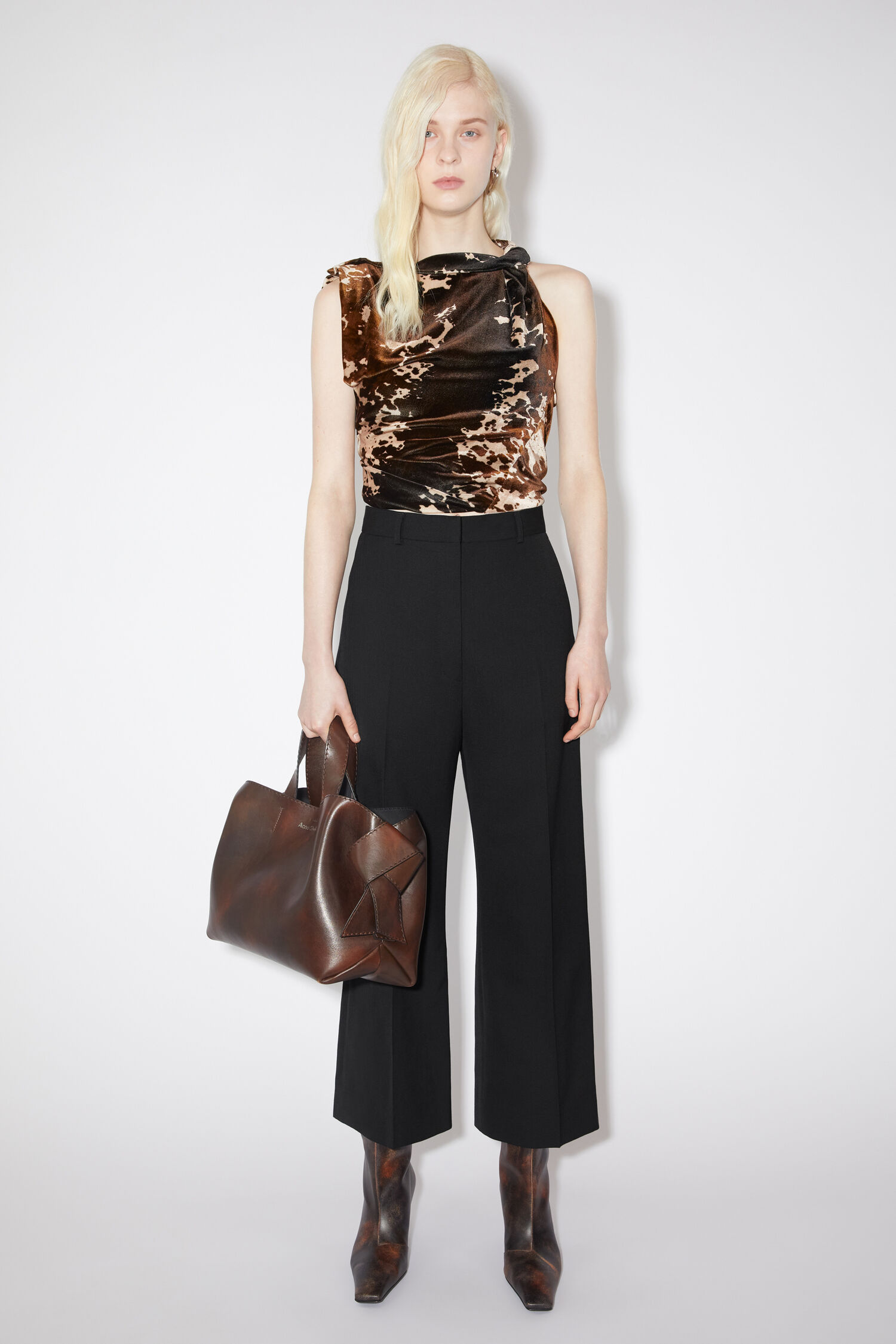 Acne Studios Pressed-crease Cropped-leg Trousers In Black