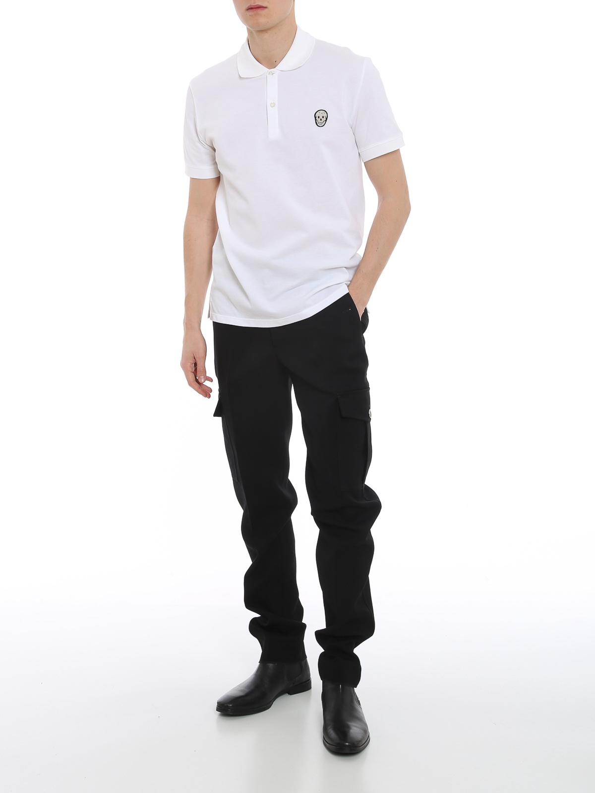 Alexander Mcqueen Logo Short-sleeved Polo Shirt In White