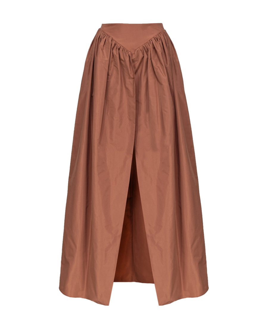 Pinko Gathered High-waisted Skirt In Brown