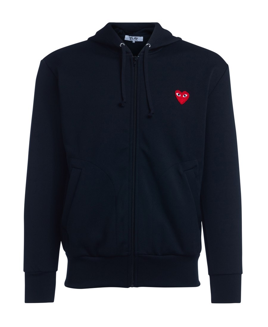 Comme Des Garçons Play Zippered Hooded Jacket In Black