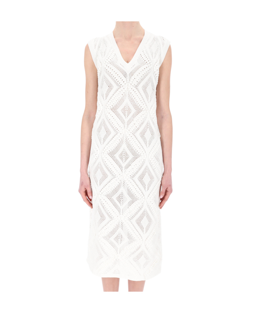 Fabiana Filippi Hollowed-out V-neck Dress In White