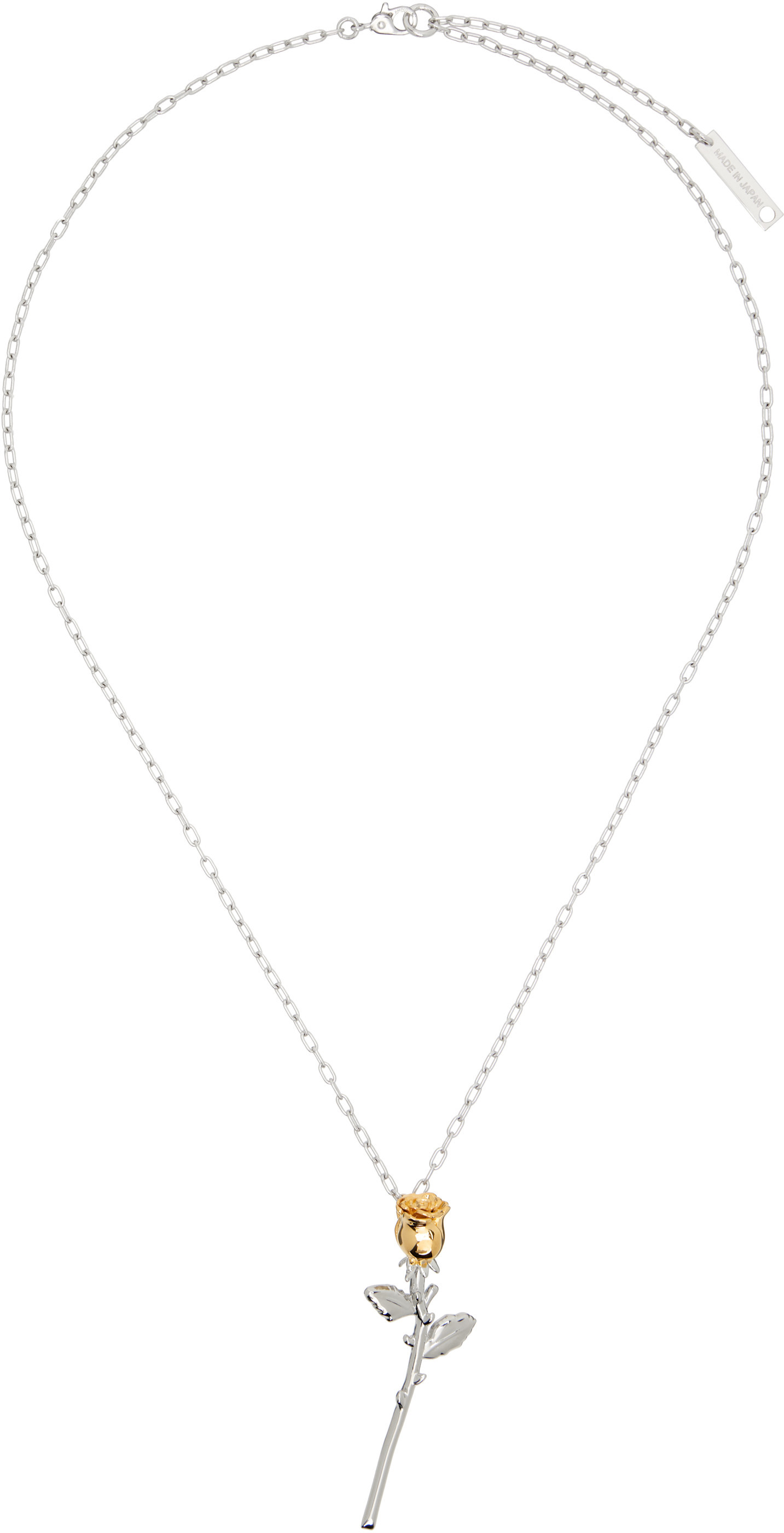 Ambush Silver Rose Charm Necklace In White