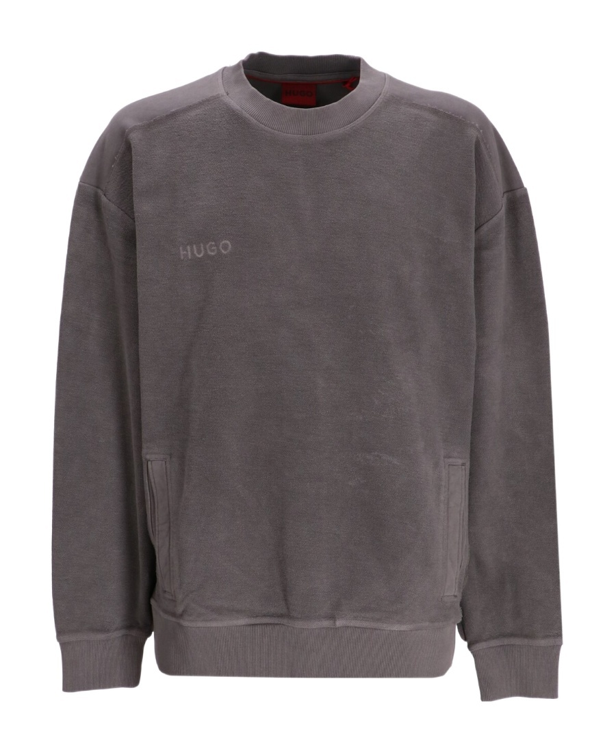 Shop Hugo Boss Logo-embroidered Faded Cotton Sweatshirt In Black